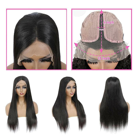 Transparent 13x1x6 Straight 13x4x1 T part Lace Frontal Human Hair Wigs.