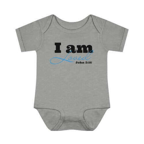 Infant Short Sleeve Bodysuit, Bodysuit, I am Loved Word Art.