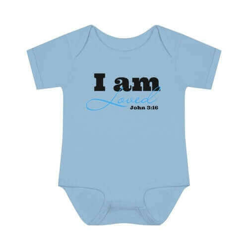 Infant Short Sleeve Bodysuit, Bodysuit, I am Loved Word Art.