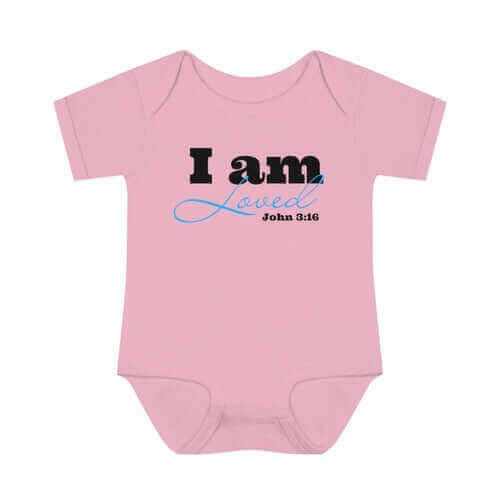 Infant Short Sleeve Bodysuit, Bodysuit, I am Loved Word Art.