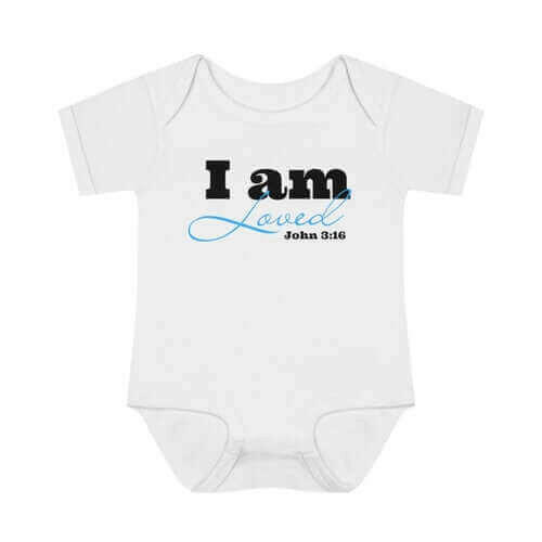 Infant Short Sleeve Bodysuit, Bodysuit, I am Loved Word Art.