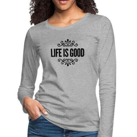 Womens Long Sleeve Graphic Tee, Life Is Good Illustration.