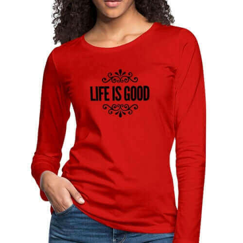 Womens Long Sleeve Graphic Tee, Life Is Good Illustration.