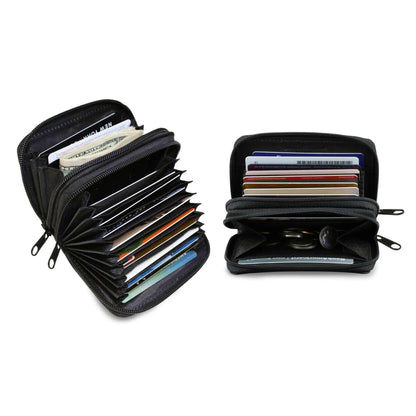 RFID Genuine Leather Credit Card Wallet for Women w/ ID Display Window.