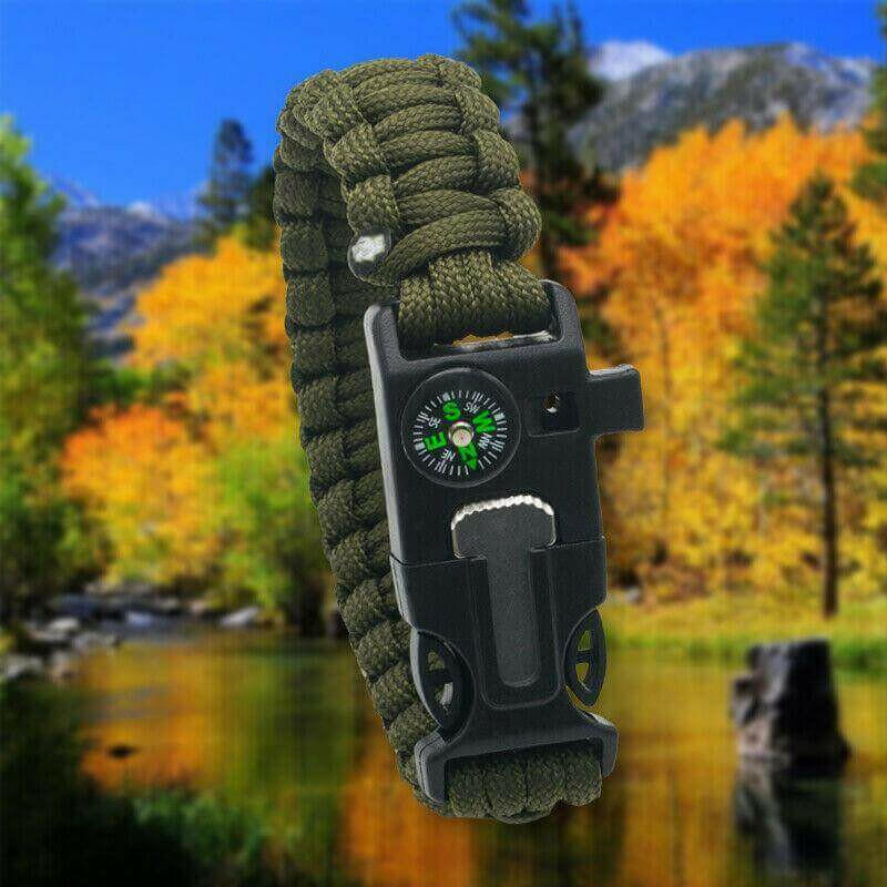 Paracord Survival Bracelet Compass/Flint/.