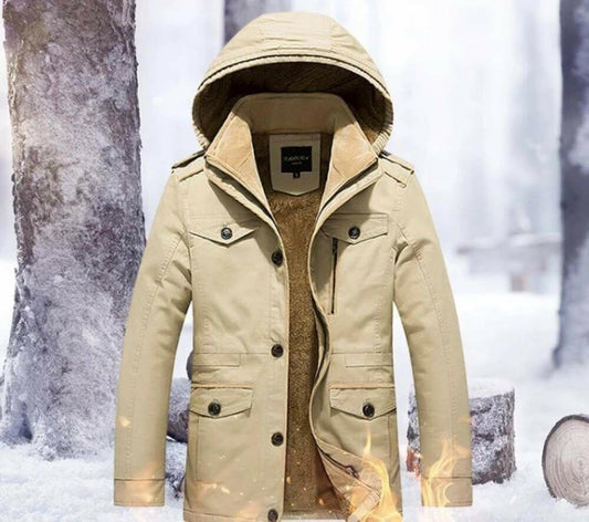 Mens Hooded Military Style Coat.