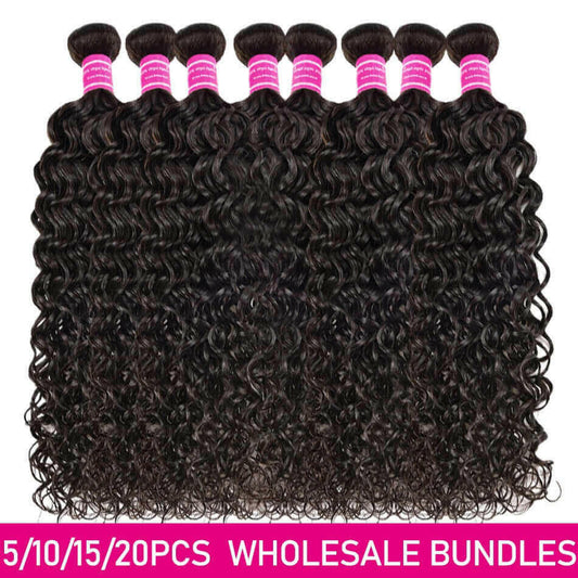 Wholesale 5/6/10/12 Bundles Brazilian Water Wave 10A Grade Human Hair.