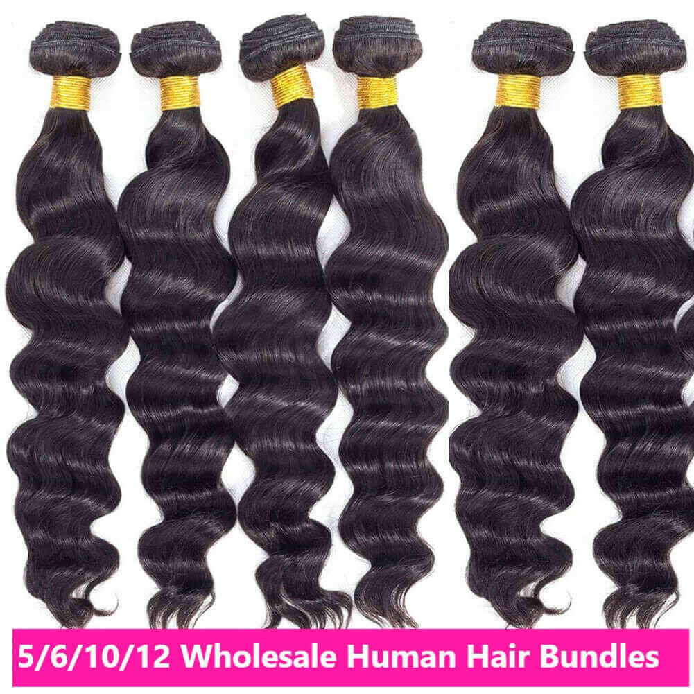 Wholesale 5/6/10/12 Bundles Brazilian Loose Body Wave 10A Grade Human.