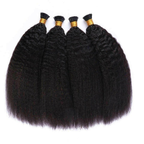 Kinky Straight I Tip Microlinks Braiding Human Hair Extensions 100% Vi.