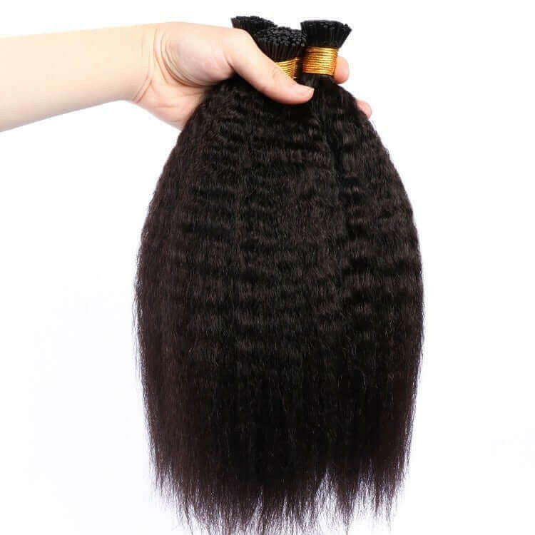 Kinky Straight I Tip Microlinks Braiding Human Hair Extensions 100% Vi