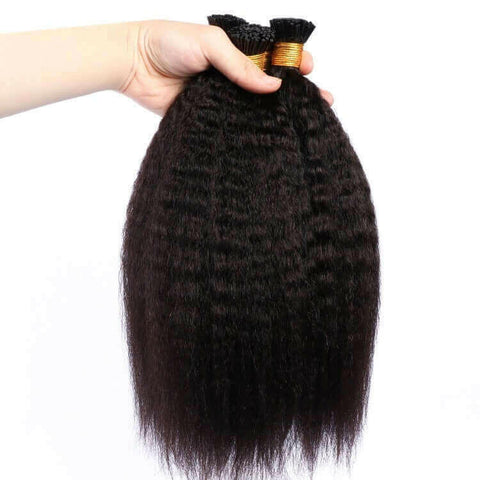 Kinky Straight I Tip Microlinks Braiding Human Hair Extensions 100% Vi.