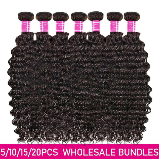 Wholesale Peruvian Deep Wave 5/6/10/12 Bundles 10A Grade Human Hair Bu.