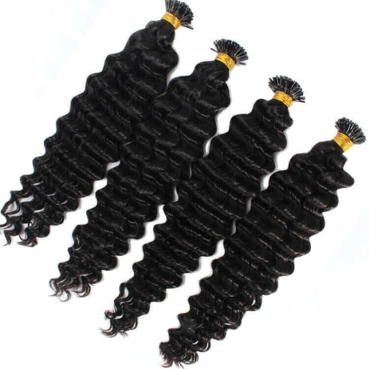 Brazilian Deep Wave Human Hair i Tip Microlinks Bulk Braiding Human Ha.