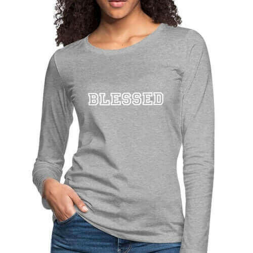 Womens Long Sleeve Graphic Tee, Blessed Print.