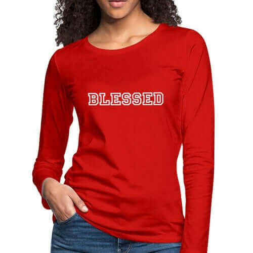 Womens Long Sleeve Graphic Tee, Blessed Print.