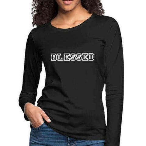 Womens Long Sleeve Graphic Tee, Blessed Print.