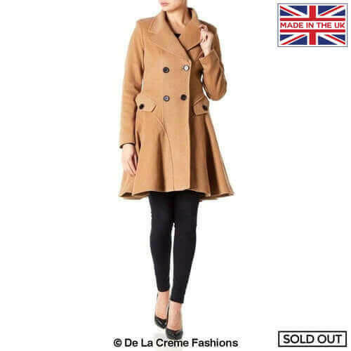 Wool Blend Double Breasted Skater Coat (1102).