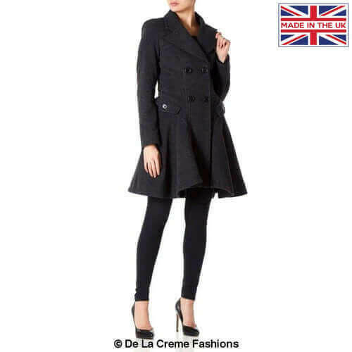 Wool Blend Double Breasted Skater Coat (1102).