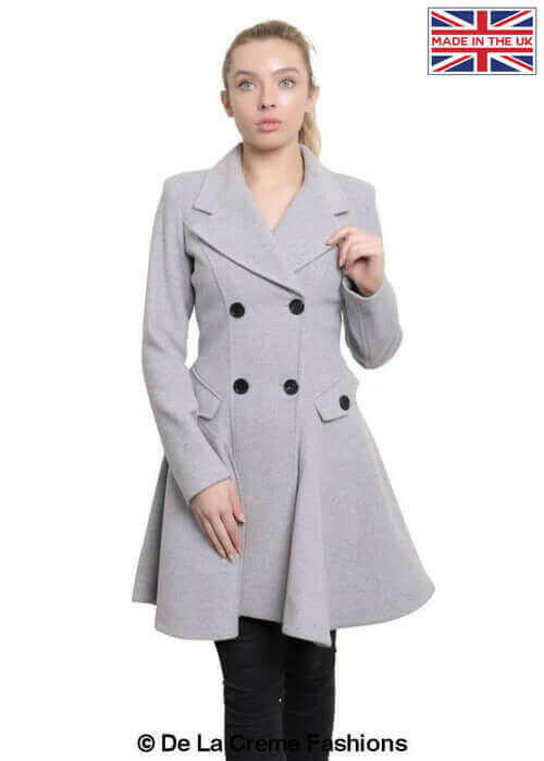 Wool Blend Double Breasted Skater Coat (1102).