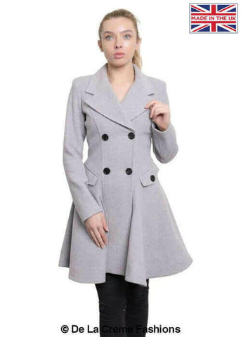 Wool Blend Double Breasted Skater Coat (1102).