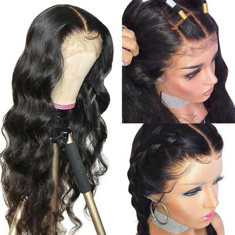 13x4 HD Transparent Lace Frontal Body Wave Human Hair Wigs 200% Densit.